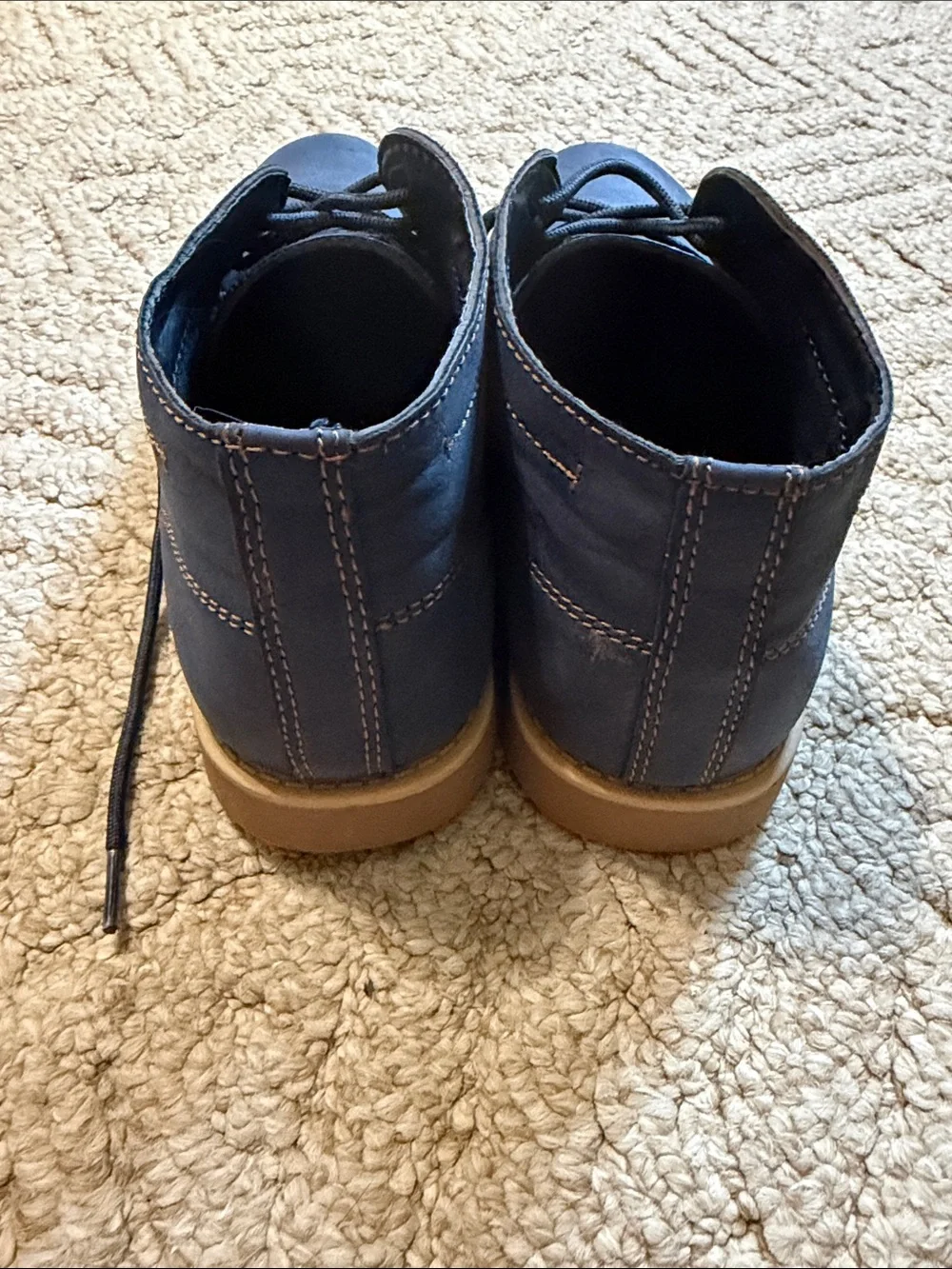Levi's Men's Navy Chukka Boots with Tan Outsole and Red Insole Accent